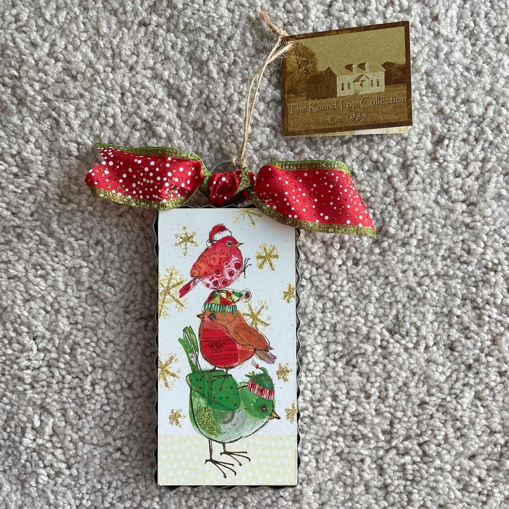 The Round Top Collection Holiday Birds Glitter Bow Mini Gallery Ornament